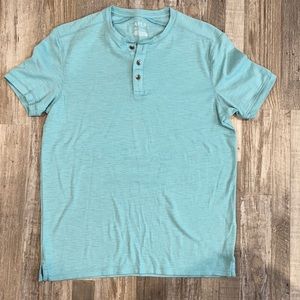 Apt.9 Shirt Green Polo no collar false collar T-Shirt teal 3 three button